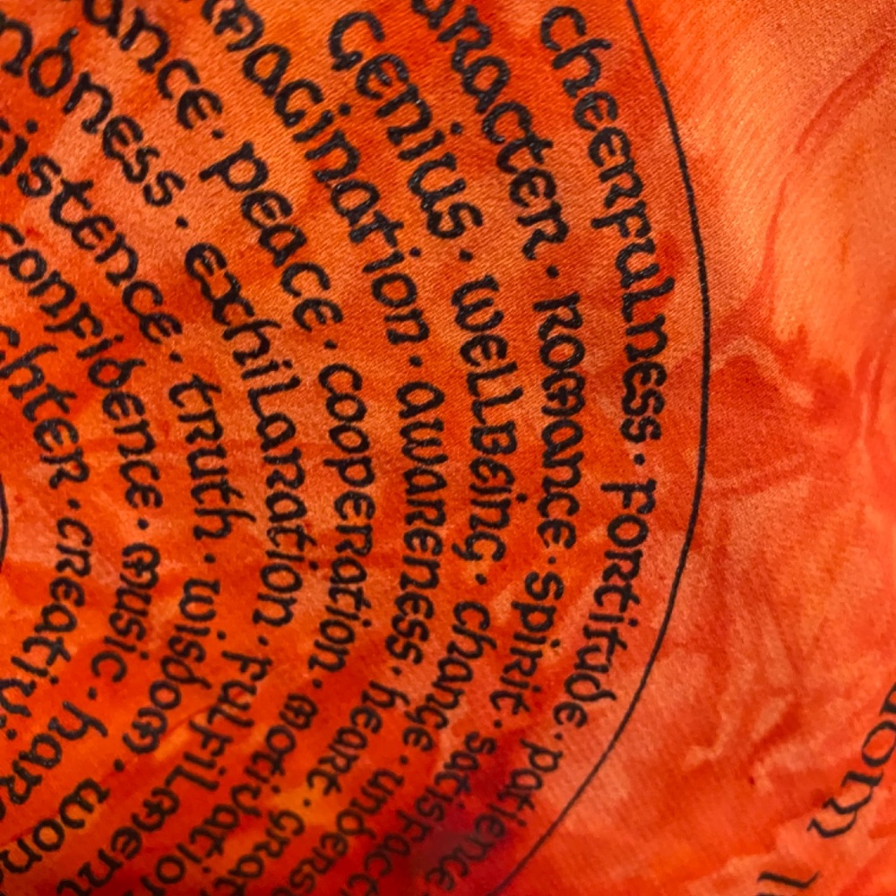 Silk tie dyed “Love” scarf. Handmade/handprinted - Picture 8 of 12